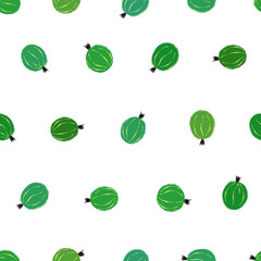 Seamless Pattern With Green Gooseberry.