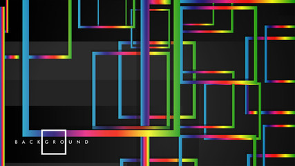 Vector Modern Abstract Squares Backgrounds . with a black and rainbow color gradient. eps 10 template