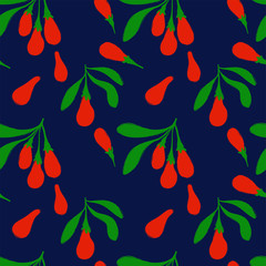 Colorful Seamless Pattern With Goji Berries.