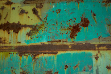 Texture of old metal surface with cracked paint and rust