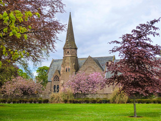 Historic Scottish church in beautiful park