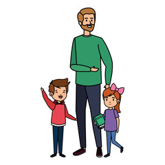 happy students kids with male teacher