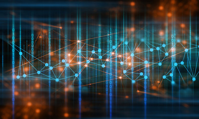 ai internet of thing, network background 3d illustration rendering, data deep learning, robotic...