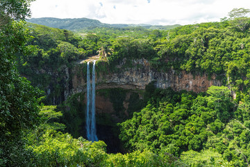 Fototapeta na wymiar Amazing Chamarel Waterfall on Mauritius