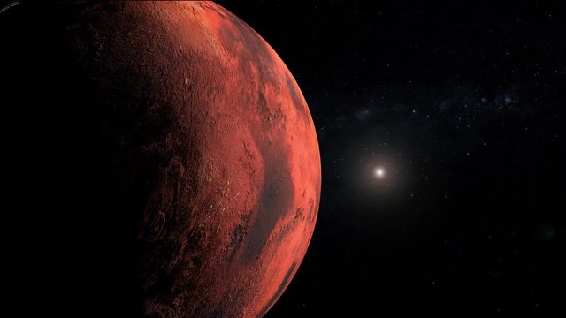 Red planet Mars colony night lights of city settlement on new earth extraterrestrial life. Contain public domain image by Nasa