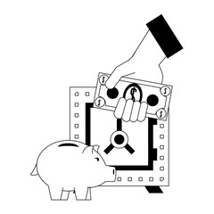 Piggy money savings and investment symbols