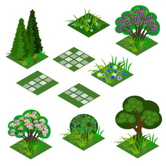 Garden or farm isometric tile set