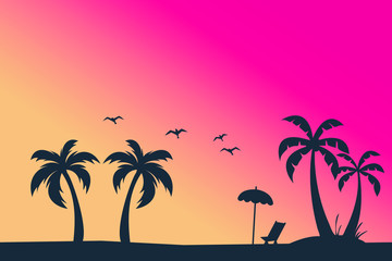 Plakat Tropical palm trees silhouette. Summer minimal background