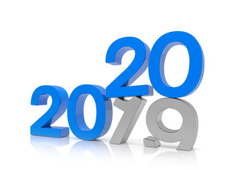 3d illustration - 2019 - 2020 - Silvester, Neujahr, Countdown, Jahreszahlen - blau