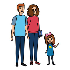 happy student girl with couple teachers