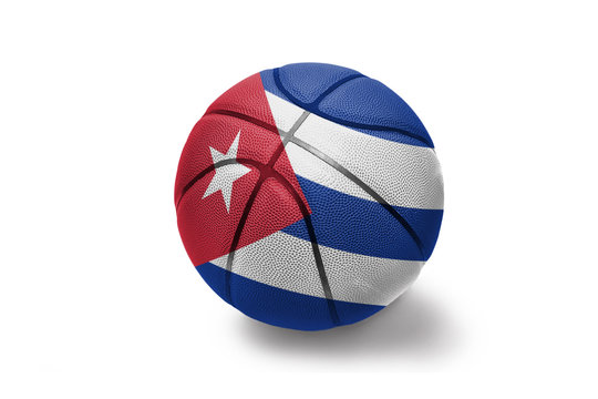 basketball ball with the national flag of cuba on the white background