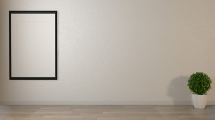 Fototapeta na wymiar white wall and wooden floor,3d rendering