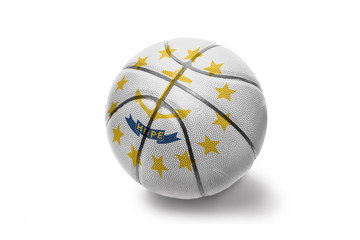 basketball ball with the flag of rhode island state on the white background