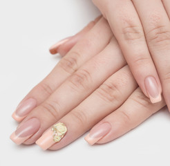 Classic manicure woman hands nails beauty salon