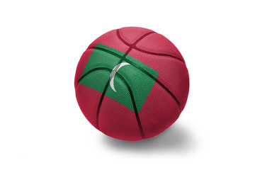 basketball ball with the national flag of maldives on the white background