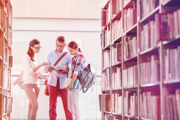 Students at university library
