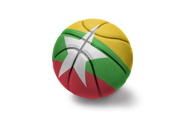 basketball ball with the national flag of myanmar on the white background