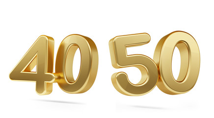 forty fifty bold golden number 3d-illustration