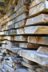 Stacked dry boards for making wooden products. Small depth of field.