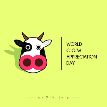 World Cow Appreciation Day Vector Design With Cow Head