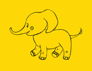 Cartoon character  -  cute little elephant. Hand drawn doodle baby animal.
