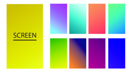 Fototapeta premium Vector EPS 10 Gradient Set. Different colors. Modern Smartphone screen, mobile app Template. Design for Wallpaper, background, banner, flyer, Social media post. 
