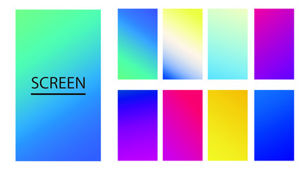 Naklejka premium Vector EPS 10 Gradient Set. Different colors. Modern Smartphone screen, mobile app Template. Design for Wallpaper, background, banner, flyer, Social media post. 