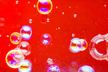 Abstract soap bubble background. Element for designers. Foam red bubble texture. Colorful bubbles...