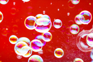 Abstract soap bubble background. Element for designers. Foam red bubble texture. Colorful bubbles...