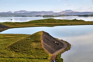 Mývatn  -  shallow lake situated in an area of active volcanism in the north of Iceland. © robnaw