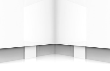 3d rendering. modern white board design wall corner eoom stage background.