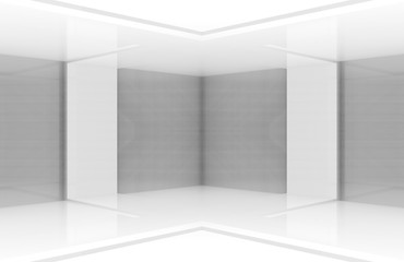 3d rendering. modern white panel design wall corner eoom stage background.