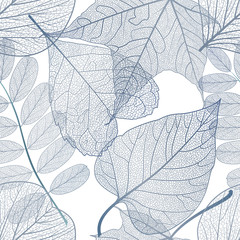 Naadloos patroon met bladeren. Vector illustratie.