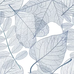 Behang Naadloos patroon met bladeren. Vector illustratie. © helenagl