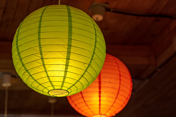 Colored Paper Lantern, Group of paper Lanterns as Interior