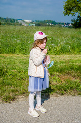 cute girl with white dandelion