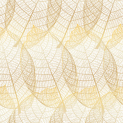Seamless pattern with gold autumn leaves. Vector, 