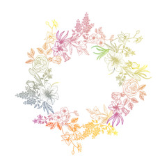 Beautiful wreath of flowers. Vector illustration.