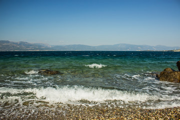 summer season clear weather Greece Mediterranean sea waterfront wavy water nature scenery landscape