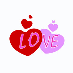 Hearts and love lettering icon. vector illustration.romantic love symbol isolated on white background.valentine sign.