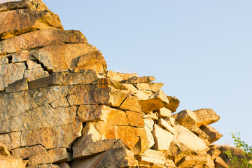 Texture large granite rock made of stones - stone background