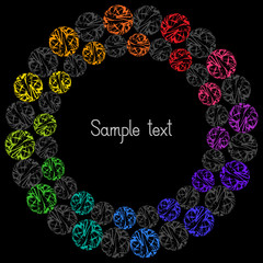Decorative Colorful Element Circular Frame for Text on Black Background.