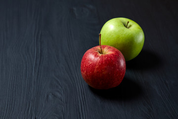 fresh apple on the black background