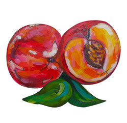 Painted peach acrylic colors on an isolated background.