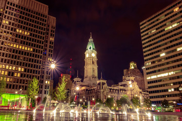 Fototapeta na wymiar Philadelphia City Hall at Night