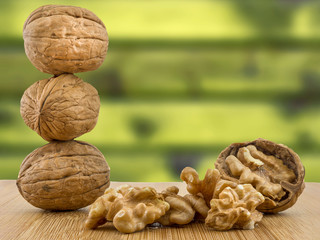 close-up of shelled dried walnut. isolated background with white color
