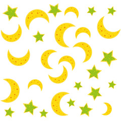 Fototapeta na wymiar cute moons and stars pattern background