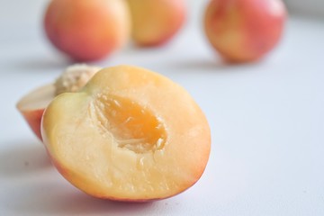 apricots on wooden table