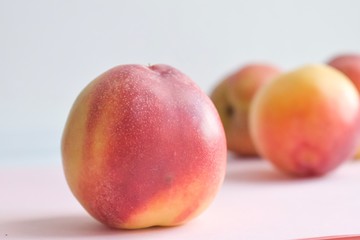 peaches on white background