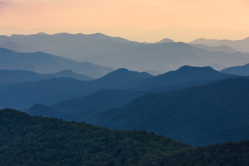 Blue Ridge Parkway Spring Sunset with View of Appalachian Mountains